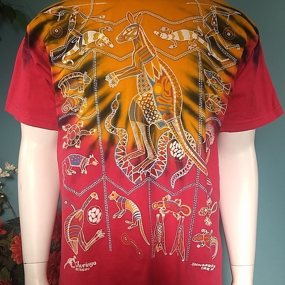 Churinga Australia Aboriginal Art Tie dye Size XL Vintage 90s - Picture 10 of 16